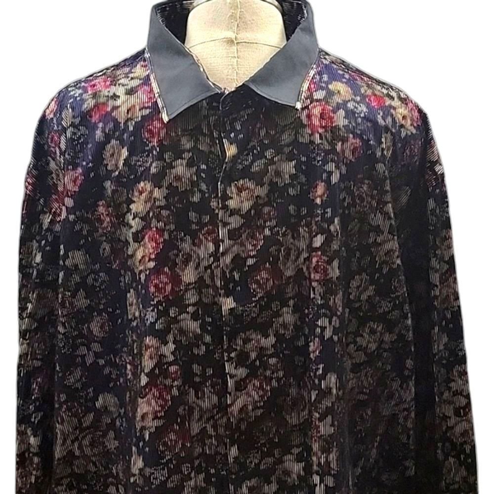 Barabas men's 3XL floral corduroy style button down long Slv dress shirt